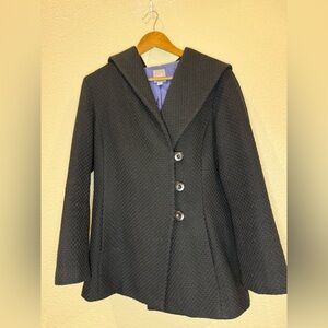 Women's Black Textured Coat w/ hood